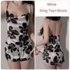 Summer Sexy Pajama Set Women's Printed Simple Stand Collar Women's Camisole Top Shorts Two-piece Pajama Set