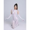 Sexy Long Zipper Open Crotch Leotard See Through Bodysuits Shiny Tights Smooth Yoga Shaping Elastic Jumpsuits With Glove Ootd