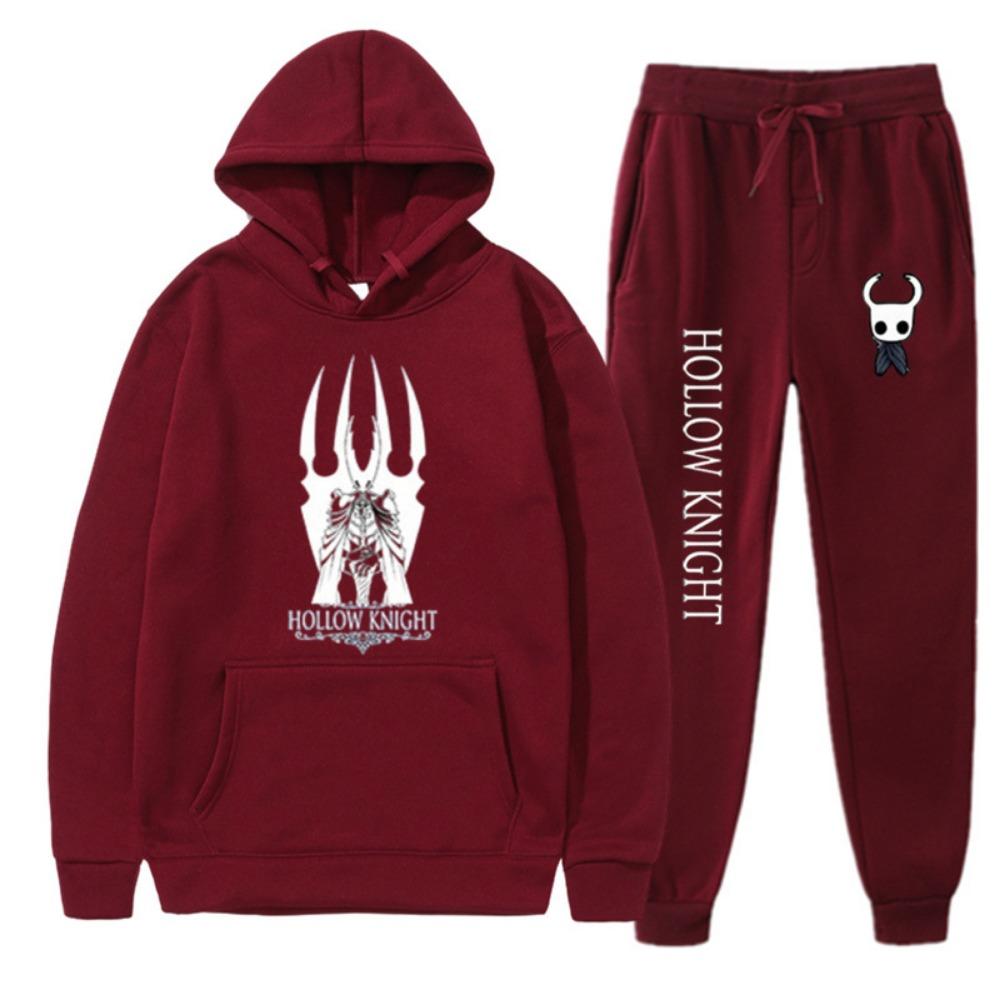 Men's Hoodie Anime Print Hollow Knight Hoodie Set Leg Binding Pants Two-piece Set