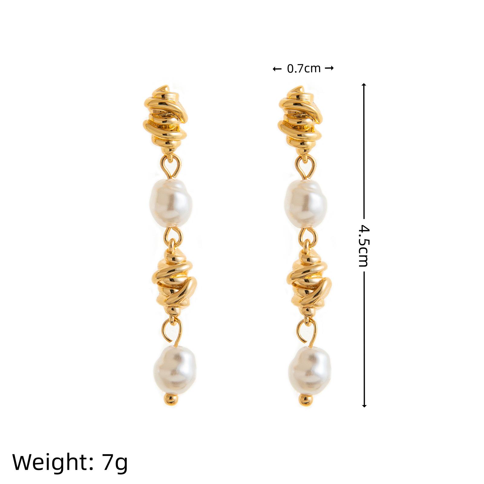 Cross-Border Irregular White Pearl Stud Earrings with INS Design, 18K Gold-Plated for Long-Lasting Shine