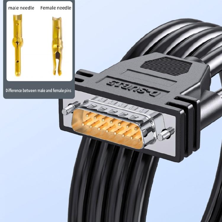DB15 Cable DB15 Female to Male Data Transfer Cable Double Layer Shielding Metal Braide and Aluminum Foil Protections