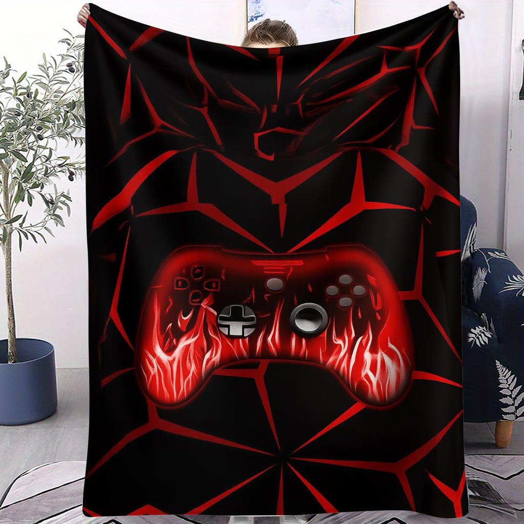 Cyber Neon Game Controller Fleece Throw Blanket Warm Soft Street Trend Plush for Girls Boys Bedroom for Living Room Home Decor