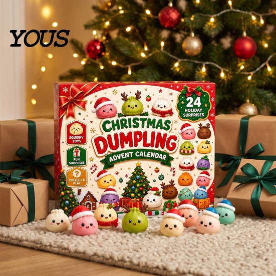 Squeeze Dumplings Toys for Christmas Countdown Advent Calendar with 24Pcs Dumplings, Soft Sensory Fidget Holiday Gift 24 Surprise Boxes