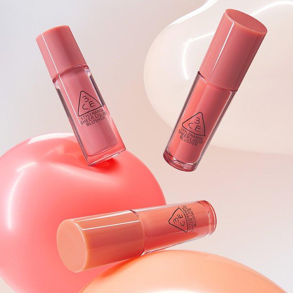 3ce Blush Lichid Transparent 3g+Set Mini Puf de Deget