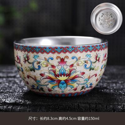 Gilt Enamel Master Ceramic Single Tasting Bowl Household Kung Fu Tea Vintage Gold Line Filigree Cup