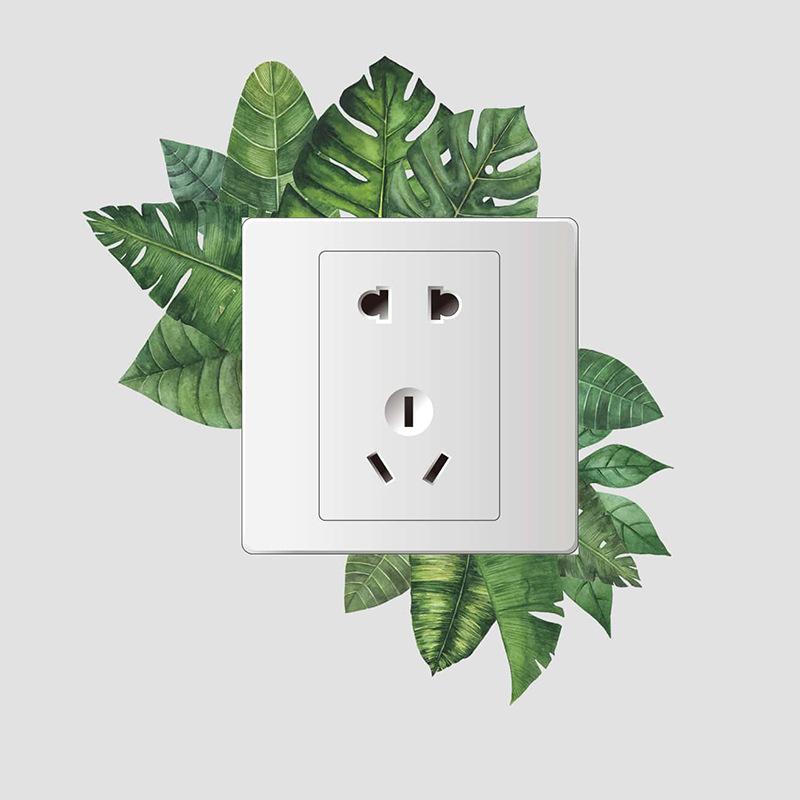 Tropical Leaves Light Switch Stickers, Self-Adhesive Bathroom Wall Decals, Waterproof Spa Style Decor for Home