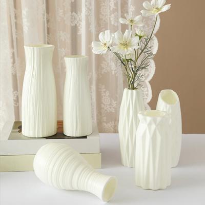 Imitation Keramik Plastikvase Budgetfreundliche Dekorative Plastik Weiße Vase Blumengesteck Dekoration
