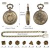 Antique Carved Dragon Dice Empty Pocket Watch Case with 7PCS Metal Polyhedral Dice Antique Meter Header Gifts for Table Game Fan