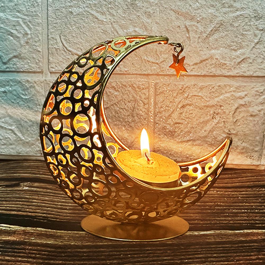 Candle Holder Moon Candle Holder Home Party Decor Ramadan Tea Light Holder Holder Eid Mubarak Table Decor for Eid Al Adha Gifts