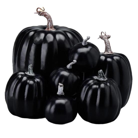 7 Pcs Artificial Pumpkins Assorted Sizes Faux Foam Pumpkin Crafts Farmhouse Rustic Fall Table Centerpiece for Halloween Mantel Shelf Decoration