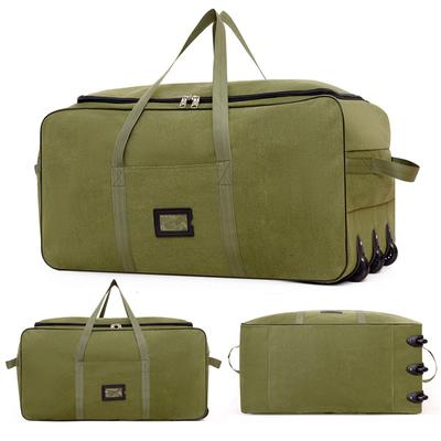 Canvas Large-capacity Air Consignment Bag Folding Wheel Travel Bag Lightweight Wear-resistant Luggage Moving Business Trip Storage Bag