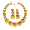 Creative Geometric Transparent Color Resin Necklace Earrings Set Fashion Light Luxury Collarbone Chain