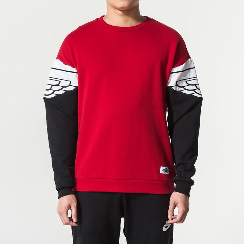 Pánská mikina s kulatým výstřihem Air Jordan Color Block Červená AO0427-687