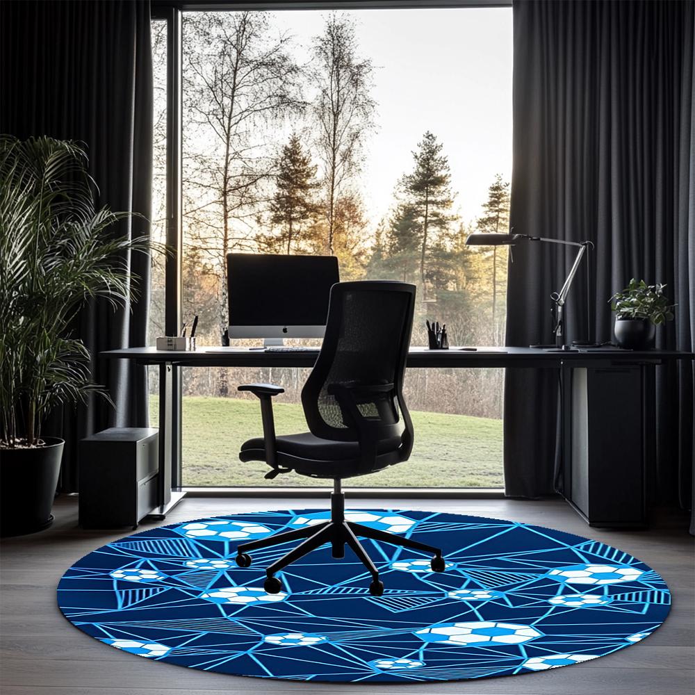 Soccer Printed Round Rug Carpet Chair Rug Area Rug Entryway Doormats,for Office Chair Living Room Bedroom Kitchen Room.