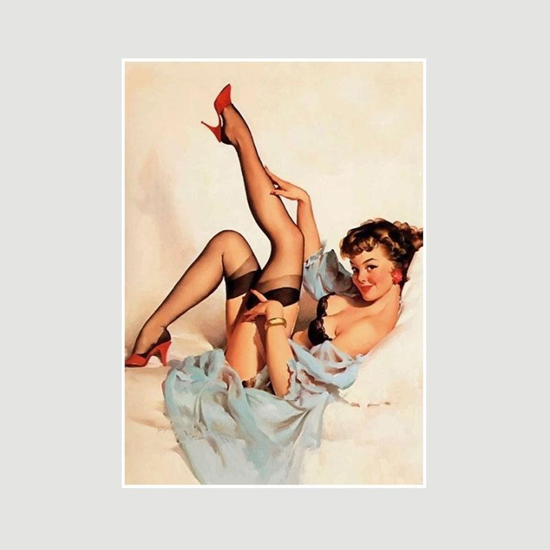 

Винтажная белая бумага Pin Up Girl Poster Pub Kitchen Спальня Украшение Живопись Картины Настенные художественные принты Домашний бар Декор Интерьер Фреска 42x30cm