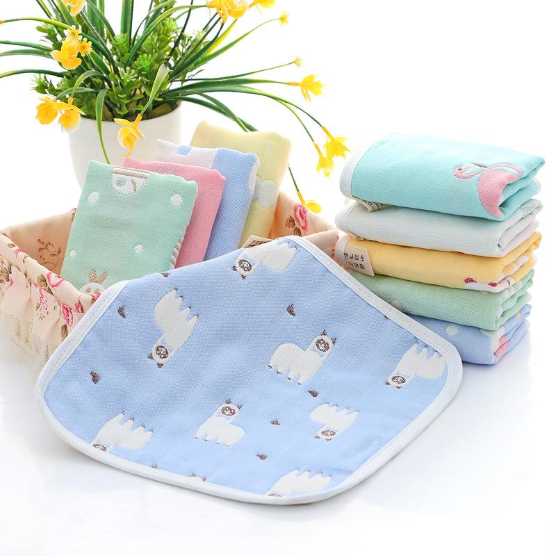 6 Layer Pure Cotton Gauze Baby Burp Cloth Cartoon Jacquard Square Towel For Infant Kids Face And Hand Washing