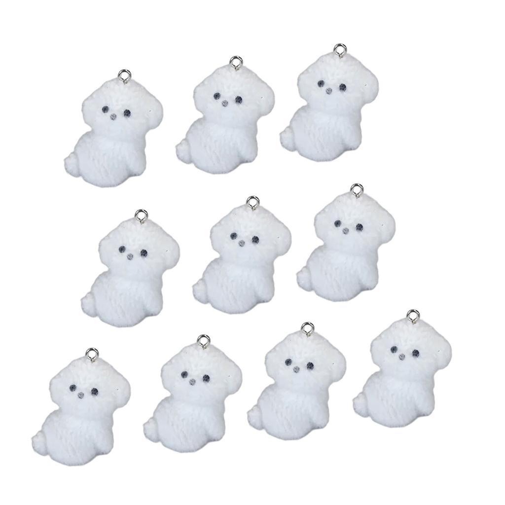Cute Flocked Resin Puppy Pendant Resin Puppy Flock Charm for Creative Jewelry Projects and Personalized Accessories