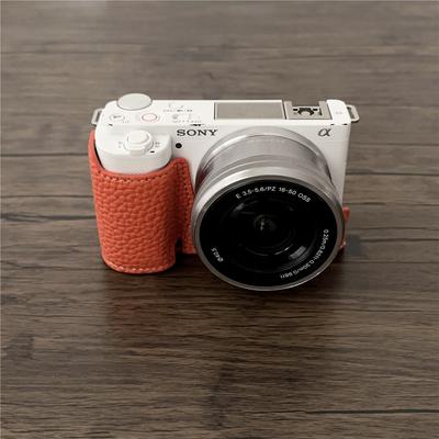 Handmade PU Leather Camera Half Case for Sony ZV-E10 ZVE10 Bottom Opening Body Cover