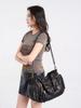 Women's Y2K Washed Distressed Large Motorcycle Shoulder/Crossbody Handbag