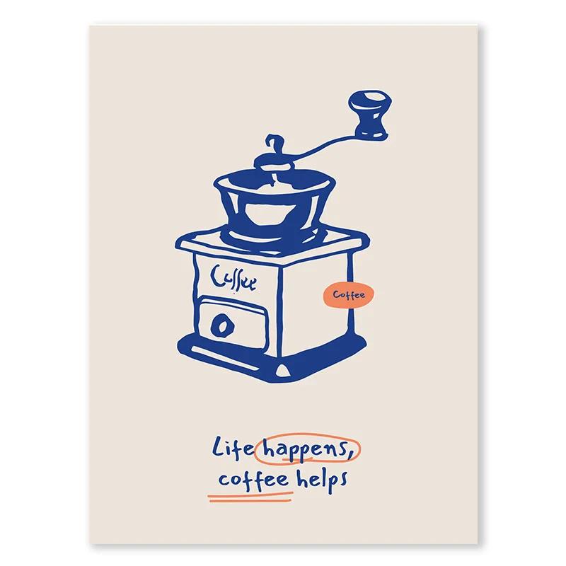 Modern Kitchen Wall Art Blue Tone Dessert Canvas Painting Dining Room Cooking Lovers Food Art Poster Living Room Home Decoration