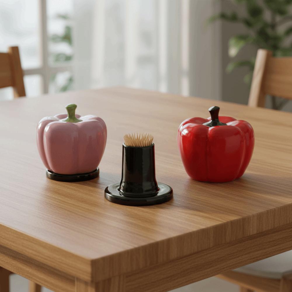 Ceramic Lantern Chili Toothpick Box Vegetable Shapes Thickened Chili Toothpick Case Chili Dental Floss Storage