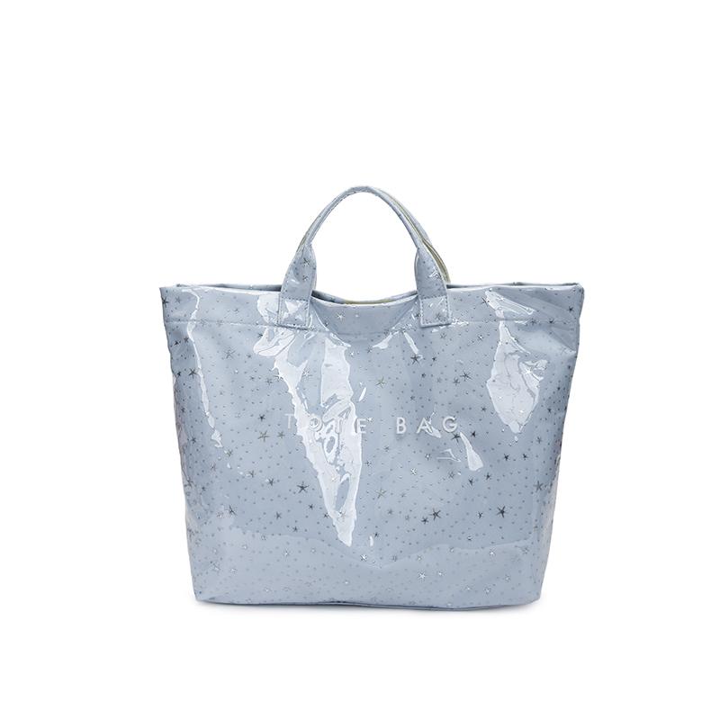 Pink Star Print Tote Bag for Women Large Capacity Waterproof Shiny Handbag Casual Daily Shopping Shoulder Bag for Travel