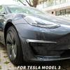 Front Bumper Cover Wind Knife for Tesla Model Y 2017-2024 ABS Glossy Black Fog Lamp Trim Carbon Look Blade Trim Light Eyebrow
