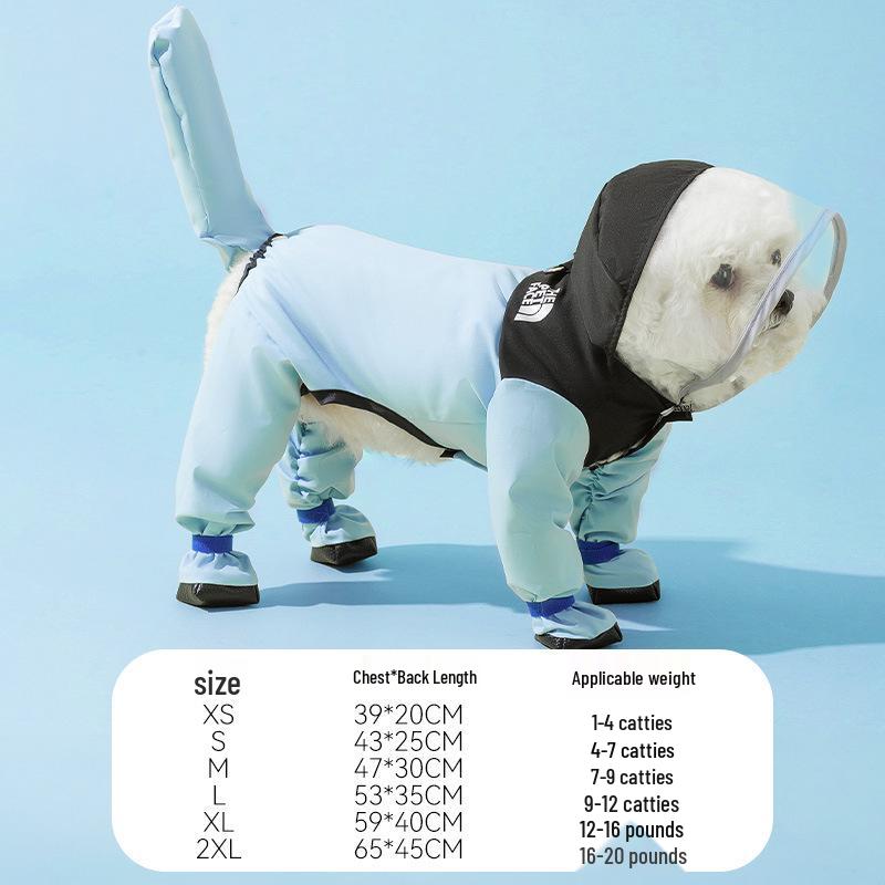 Bichon Frise Dog Raincoat: Full-Coverage, Waterproof, Four-Legged with Tail-Connected Design for Medium and Small Dogs
