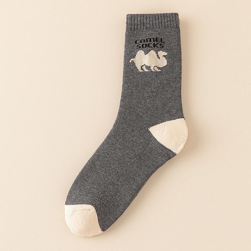 

Мужские утолщенные носки Camel Terry средней длины — теплые, с бархатной подкладкой, с высоким верхом, идеально подходят для осени/зимы One Size темно-серого