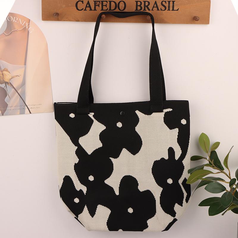 Korean Simple Knitted Shoulder Bag Chic Large Capacity Tote Bag Ladies Casual Handbag  Versatile Shoulder Bags