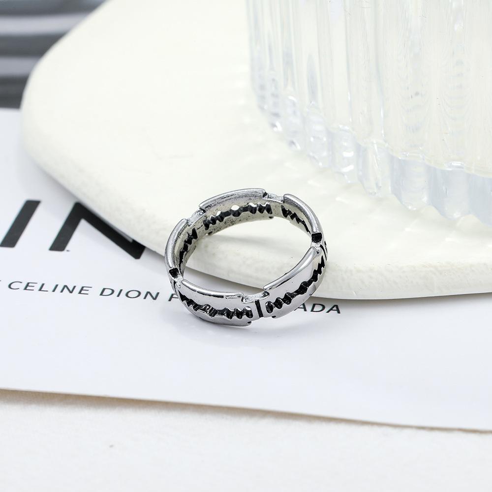 Simple Design Distressed Blade Ring Korean Style Hollow Open Ring Jewelry
