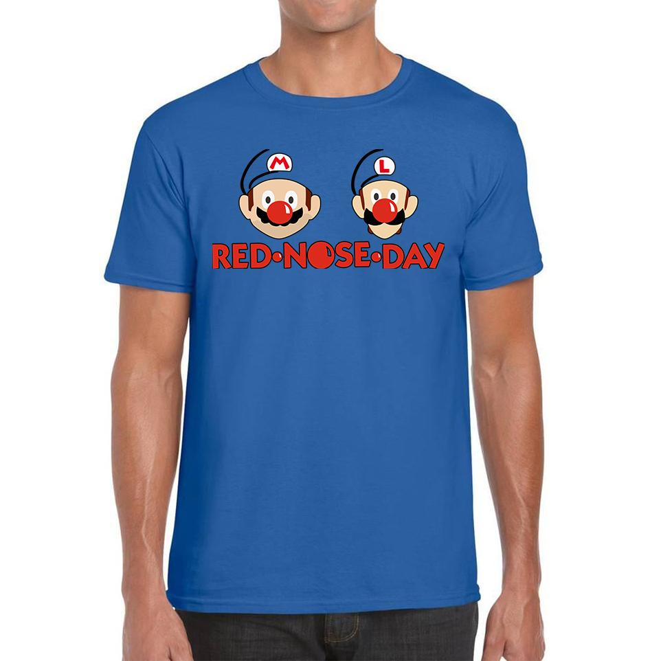 Super Mario Bros Red Nose Day Unisex Mens T Shirt Womens Tops Tees L