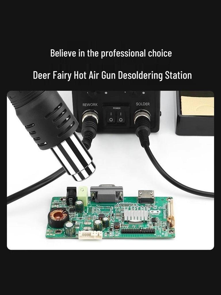 858D Deer Fairy Hot Air Gun Desoldering Station - Adjustable Temperature for Mobile Phone Repair, Welding, with Digital Display