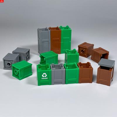 Contenitore MOC Bricks Quadrato Eco-friendly Pattumiera cestino Rifiuti Ufficio Casa Scena Accessori in Plastica Blocchi da Costruzione Giocattoli per Bambini