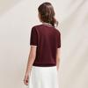 Zhaojun Silk Blend Lace Round Neck Short Sleeve Knit Top