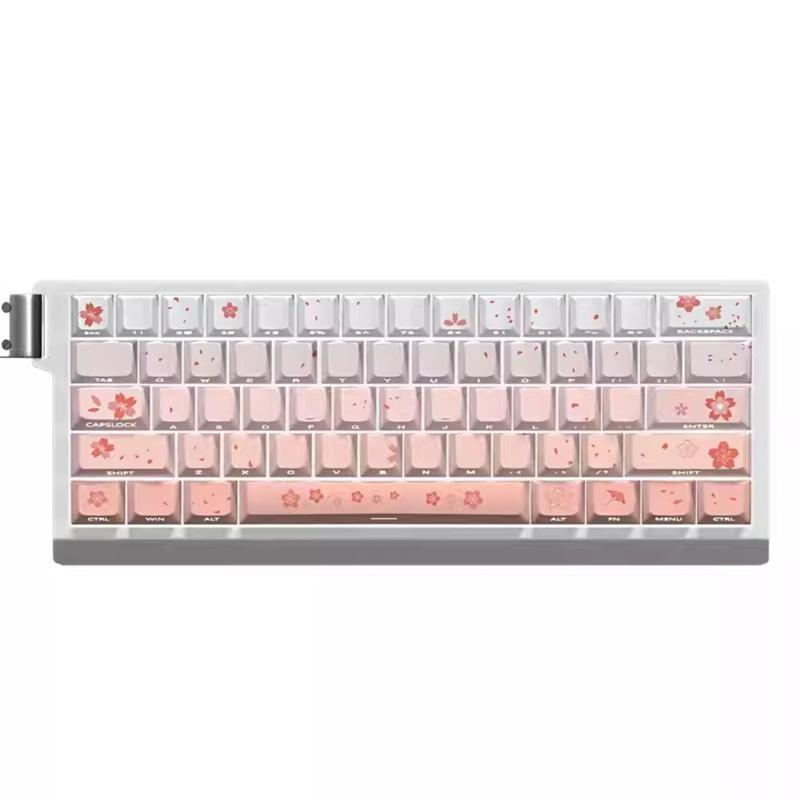 74Key Side Print Translucents Keycaps Sakuras Original Profile Sublimations Backlit Keycap for 60 Mechanical Keyboards