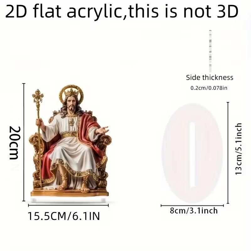 2D Flat Acrylic Statue of King Jesus Classic Style Desktop Decoration for Thanksgiving Home Decor Perfect for Desktop Installa