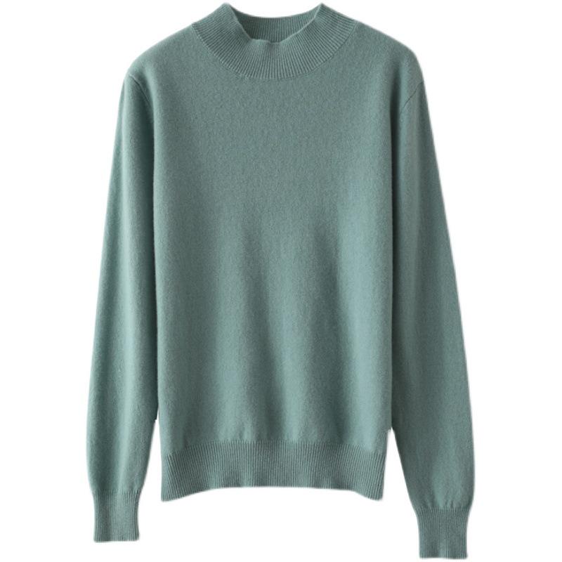2024 Autumn/Winter Loose Plus Size Women's Knit Sweater with Half-High Collar