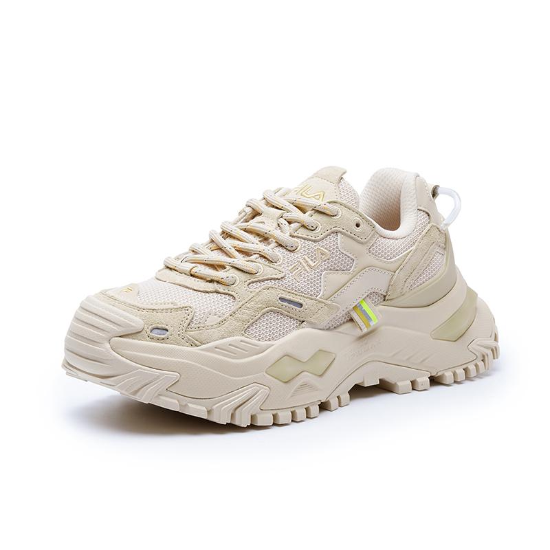 FILA Fusion Bianco Hard Candy Lace-Up Shock Absorbing Wear-Resistant Breathable Sweat-Absorbing Height Increasing Low-Top Dad Shoes T12W135211FMS