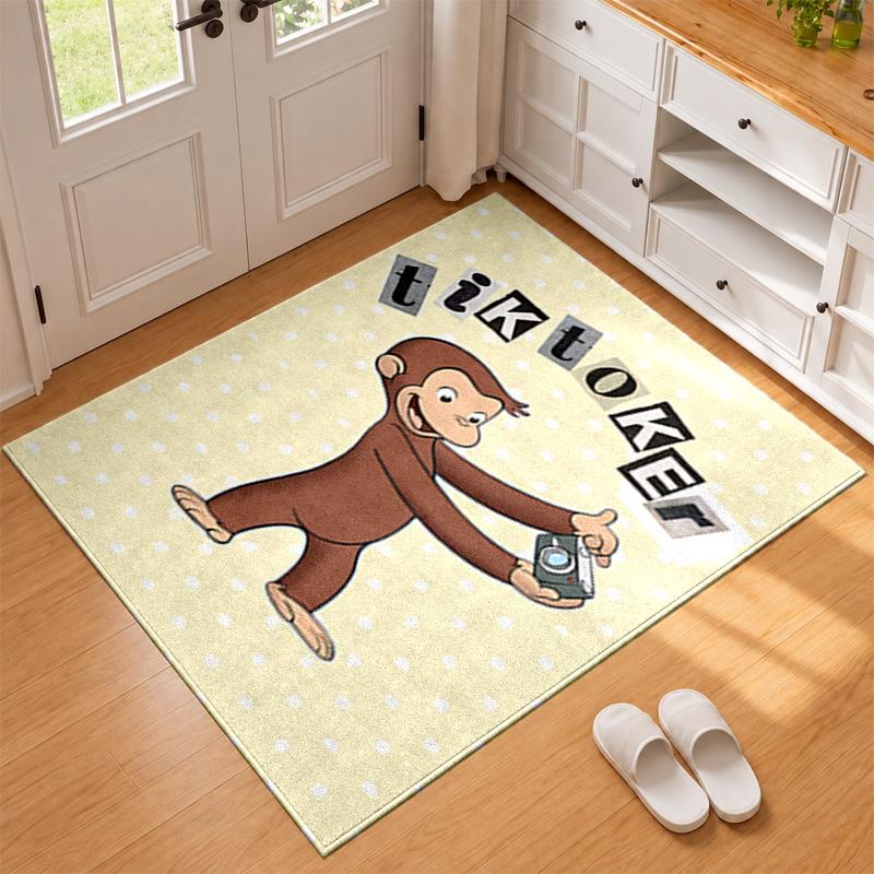 Curioso George Carpet Door Mat for Living Room or Bedroom Protective Mat Under Chair Office Decoration Christmas Gift Birthday Present