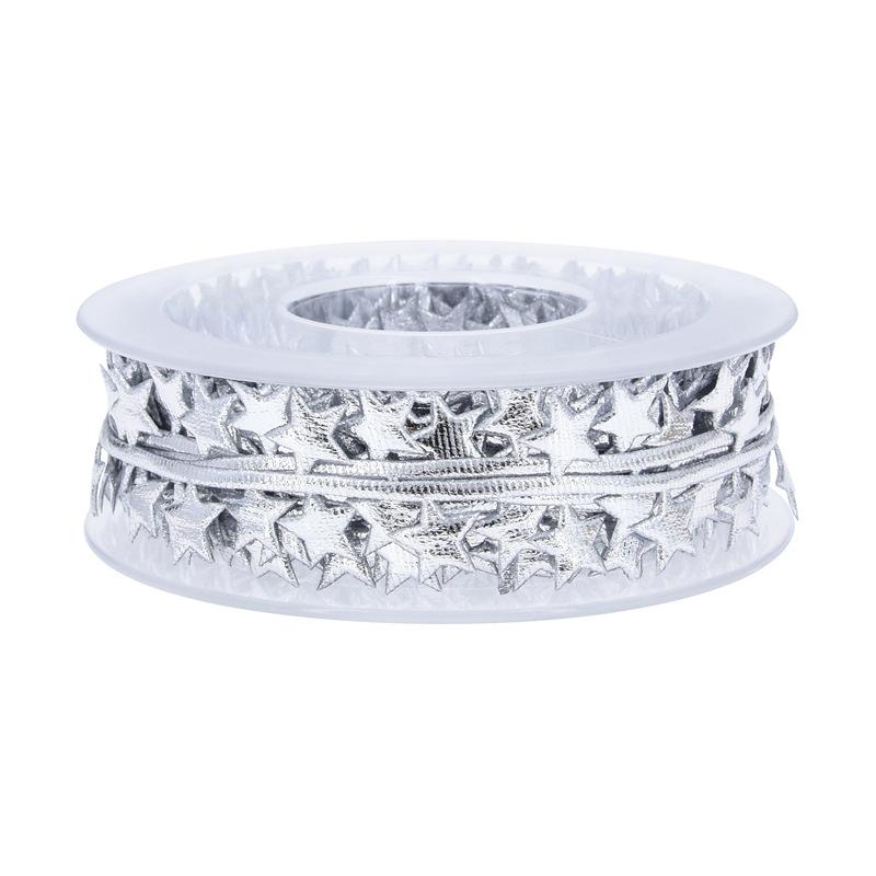 Embossed belt Christmas tree pentagram decorative belt gift floral polyester ribbon 10m