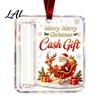 Unique Holiday Gift for Family Christmas Acrylic Money Holder Ornament Cash Hanging Decor with Stocking Stuffer Festive Pattern Tree Pendant