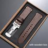 20mm 22mm Handmade Stitching Cowhide Strap with Box 18/19/21mm Matte Leather Watch Band Butterfly Buckle Soft Business Wristband