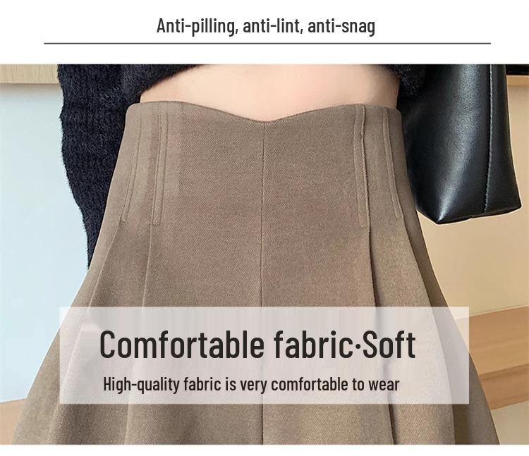 2024 Autumn/Winter High Waist Women's Woolen A-line Shorts - Slimming Wide Leg Booty Style