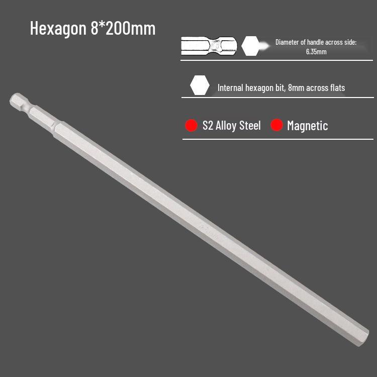 S2 Air Impact Hex Socket Bit Set, Pneumatic & Electric Screwdriver, 1/4 Strong Magnetic