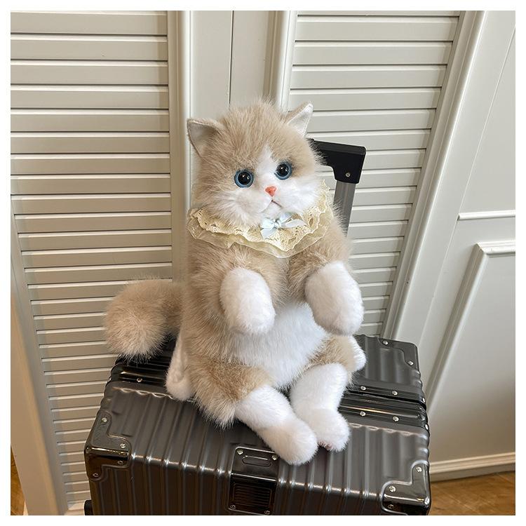 

Genuine simulated cat will call cat plush toy ragdoll cat doll kitten doll gift sleeping ornament backpack хаки