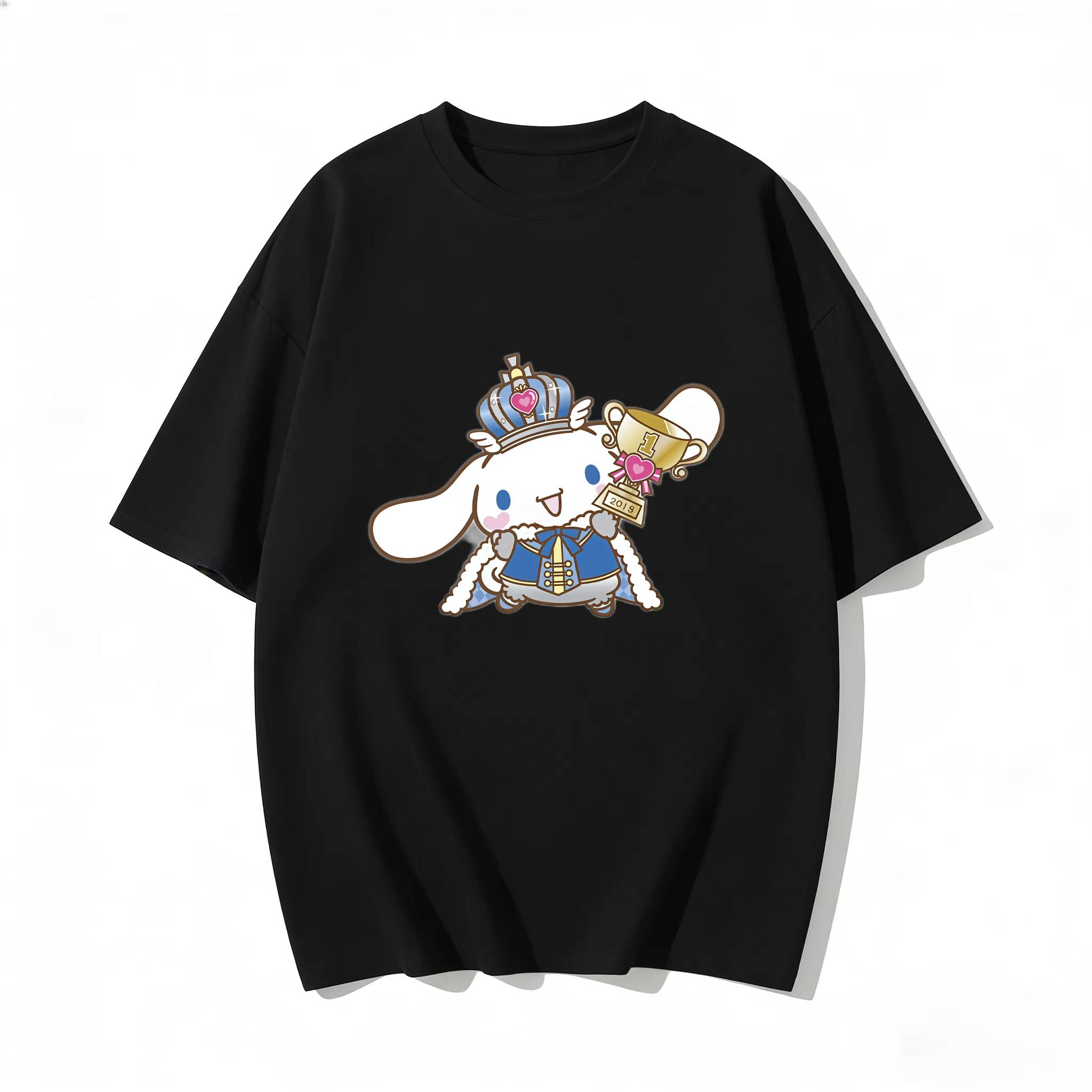 

2026 New Cinnamon Roll Crown Trophy Cartoon Print Tshirt Family Casual Short Sleeved Tshirt Suitable for Wome Unisex and Children S