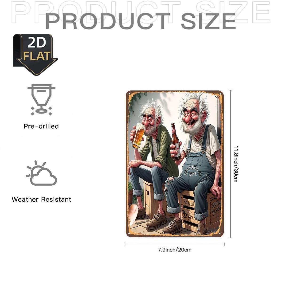 

Vintage Funny Old Men Drinking Beer Retro Iron Sign xcm For Bar Home Wall Decor 20x30cm（7.8x11.8inch）