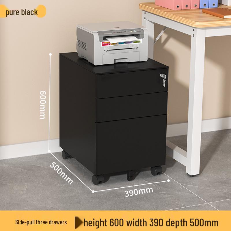 Mobile Filing Cabinet with Three Lockable Drawers for Under Desk Office Storage