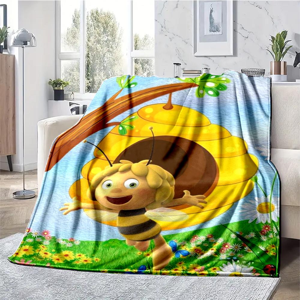 Maya the Bee Theme Printed Blanket - Perfect for Couch, Bed, Travel & Outdoor Use | Machine Washable, Cozy & Durable.